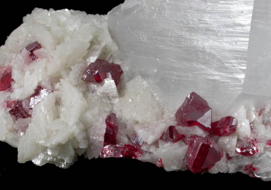 Cinnabar and Dolomite on Quartz from Chatian Mine, Fenghuang, Hunan, China