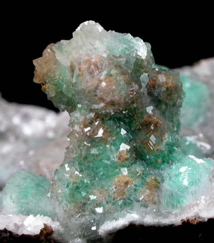 Calcite over Rosasite from Silver Bill Mine, Courtland-Gleeson District, Cochise County, Arizona