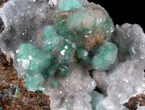 Calcite over Rosasite from Silver Bill Mine, Courtland-Gleeson District, Cochise County, Arizona