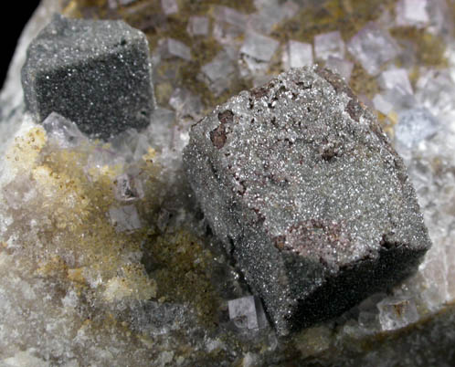 Anglesite on Galena with Quartz and Fluorite from Royal Flush Mine, Hansonburg District, 8.5 km south of Bingham, Socorro County, New Mexico
