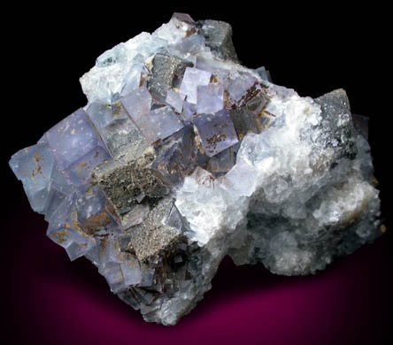 Fluorite with Anglesite on Galena from Royal Flush Mine, Hansonburg District, 8.5 km south of Bingham, Socorro County, New Mexico