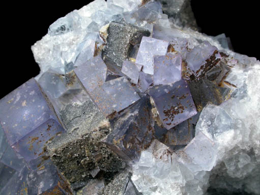 Fluorite with Anglesite on Galena from Royal Flush Mine, Hansonburg District, 8.5 km south of Bingham, Socorro County, New Mexico