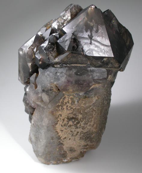 Quartz var. Smoky Quartz over Milky Quartz from Black Cap Mountain, upper workings, east of North Conway, Carroll County, New Hampshire