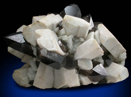 Quartz var. Smoky Quartz, Microcline, Albite with Hyalite Opal from Moat Mountain, west of North Conway, Carroll County, New Hampshire