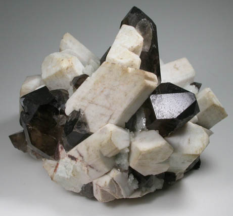 Quartz var. Smoky Quartz, Microcline, Albite with Hyalite Opal from Moat Mountain, west of North Conway, Carroll County, New Hampshire