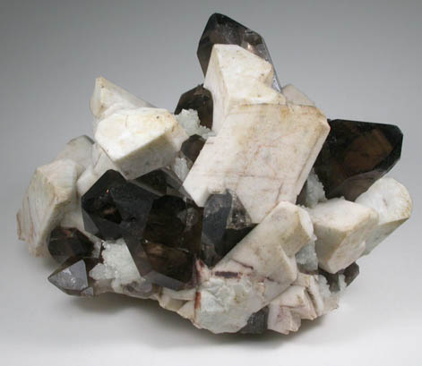 Quartz var. Smoky Quartz, Microcline, Albite with Hyalite Opal from Moat Mountain, west of North Conway, Carroll County, New Hampshire