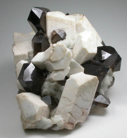 Quartz var. Smoky Quartz, Microcline, Albite with Hyalite Opal from Moat Mountain, west of North Conway, Carroll County, New Hampshire