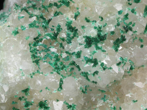 Brochantite on Quartz from Blanchard Mine, Hansonburg District, 8.5 km south of Bingham, Socorro County, New Mexico