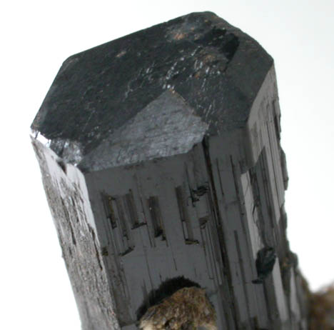 Arfvedsonite (rare terminated crystal) on Albite from Hurricane Mountain, east of Intervale, Carroll County, New Hampshire