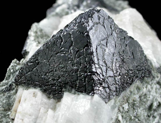 Magnetite in Calcite from Laurel Hill (Snake Hill) Quarry, Secaucus, Hudson County, New Jersey