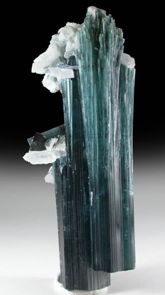 Elbaite var. Indicolite Tourmaline with Quartz from Lavra da Golconda, Near Governor Valadares, Minas Gerais, Brazil