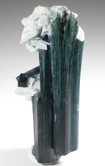 Elbaite var. Indicolite Tourmaline with Quartz from Lavra da Golconda, Near Governor Valadares, Minas Gerais, Brazil