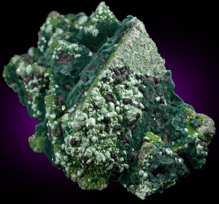 Adamite var. Cuproadamite, Duftite, Malachite, Azurite from Tsumeb Mine, Otavi-Bergland District, Oshikoto, Namibia (Type Locality for Duftite)