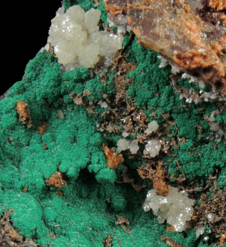 Malachite, Smithsonite and Cobalt-rich Dolomite from Tsumeb Mine, Otavi-Bergland District, Oshikoto, Namibia