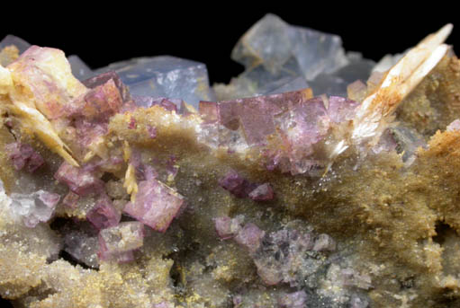 Fluorite and Barite on Quartz from Royal Flush Mine, Hansonburg District, 8.5 km south of Bingham, Socorro County, New Mexico