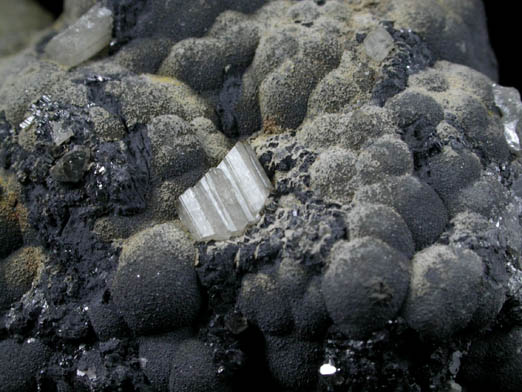 Cerussite on Galena and Romanchite from Bytom District, Upper Silesia, Poland