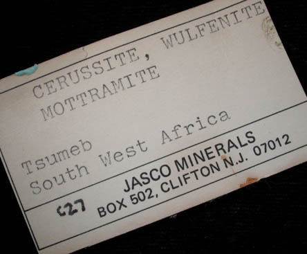 Cerussite, Wulfenite, Mottramite from Tsumeb Mine, Otavi-Bergland District, Oshikoto, Namibia