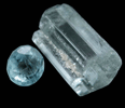 Beryl var. Aquamarine (2.84 ct. crystal with 0.40 faceted gemstone) from Skardu District, Gilgit-Baltistan, Pakistan