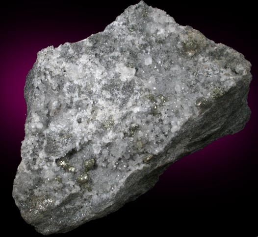 Pyrite on Quartz from railroad cut near Thomaston Dam, Litchfield County, Connecticut