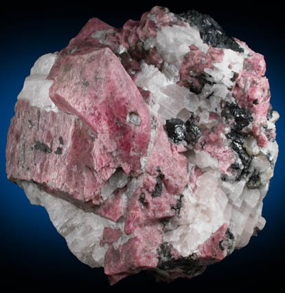 Rhodonite with Franklinite and Calcite from Franklin, Sussex County, New Jersey (Type Locality for Franklinite)