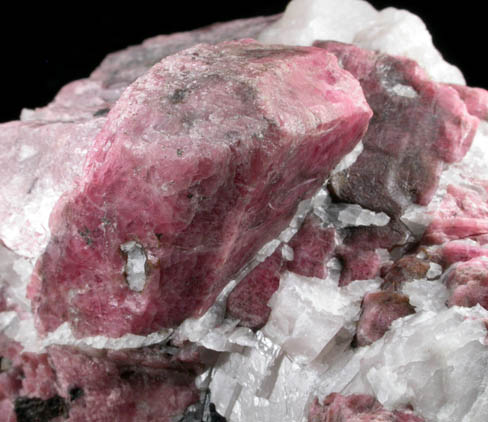 Rhodonite with Franklinite and Calcite from Franklin, Sussex County, New Jersey (Type Locality for Franklinite)