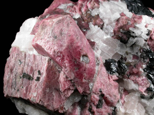 Rhodonite with Franklinite and Calcite from Franklin, Sussex County, New Jersey (Type Locality for Franklinite)