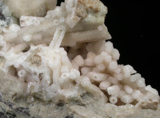 Stilbite epimorphs after Analcime and Natrolite from Dean Quarry, St. Keverne, Lizard Peninsula, Cornwall, England