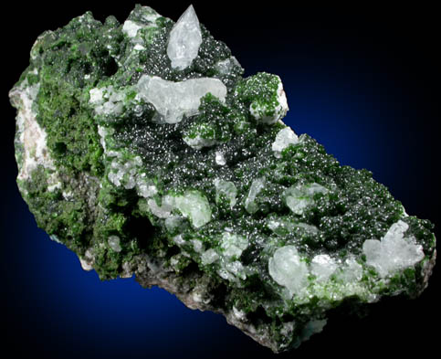 Cerussite on Adamite var. Cuproadamite from Tsumeb Mine, Otavi-Bergland District, Oshikoto, Namibia