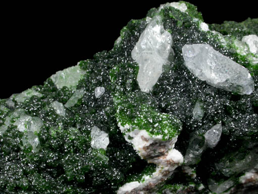 Cerussite on Adamite var. Cuproadamite from Tsumeb Mine, Otavi-Bergland District, Oshikoto, Namibia