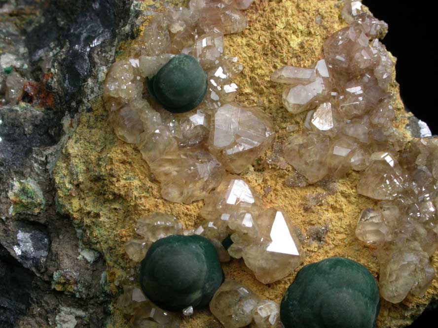 Cerussite and Malachite on Galena from Touissit Mine, 21 km SSE of Oujda, Jerada Province, Oriental, Morocco