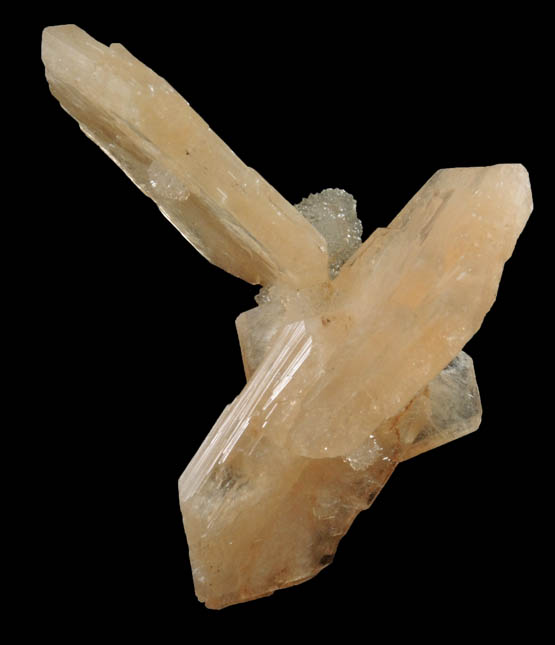 Stilbite-Ca (with hourglass-shaped internal zoning) on Quartz from Pune District, Maharashtra, India