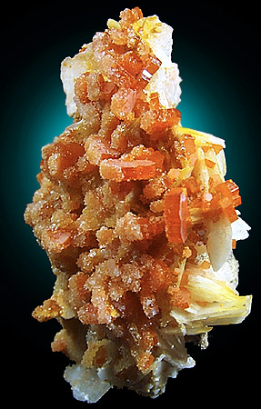 Vanadinite on Barite from Mibladen, Morocco