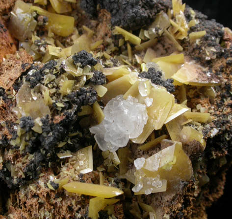 Wulfenite with Calcite from Stevenson-Bennett Mine, Organ Mountains, Doa Ana County, New Mexico