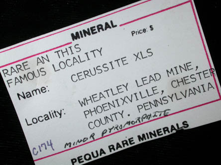 Cerussite on Quartz from Wheatley Mine, Phoenixville, Chester County, Pennsylvania