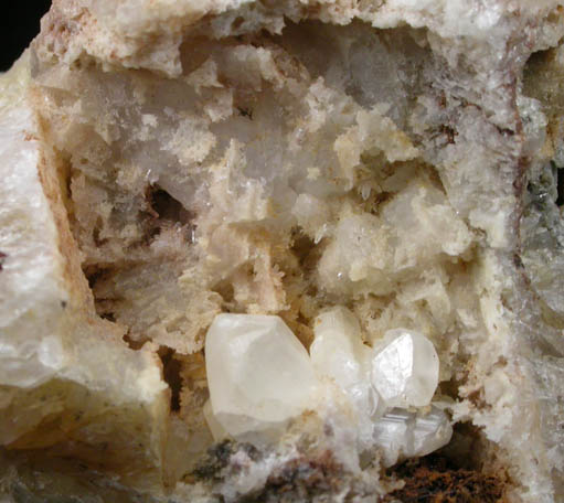 Cerussite on Quartz from Wheatley Mine, Phoenixville, Chester County, Pennsylvania
