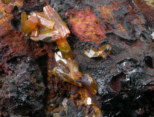 Mimetite on Coronadite from Roughton Gill Mine, Caldbeck Fells, Cumbria, England