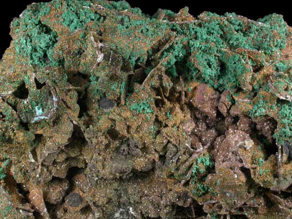 Smithsonite on Wulfenite with Malachite from Tsumeb Mine, Otavi-Bergland District, Oshikoto, Namibia