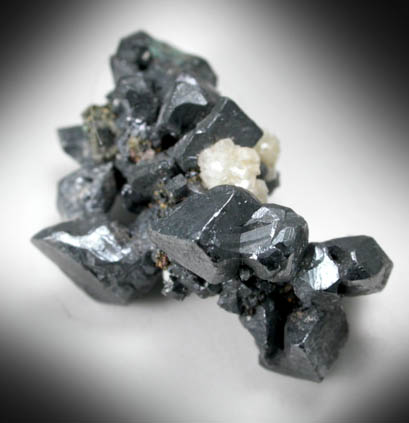 Acanthite with Calcite from San Juan de Rayas Mine, Guanajuato, Mexico