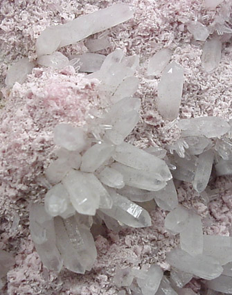 Rhodochrosite on Quartz from Mororocha District, Yauli Province, Junin Department, Peru