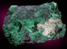 Dumontite on Malachite from Shinkolobwe Mine, 22 km WSW of Likasi, Katanga Copperbelt, Haut-Katanga Province, Democratic Republic of the Congo (Type Locality for Dumontite)