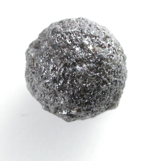 Diamond (1.62 carat dark-gray spherical crystal) from Mbuji-Mayi (Miba), 300 km east of Tshikapa, Democratic Republic of the Congo
