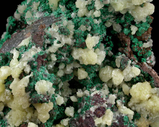 Mimetite and Malachite from Tsumeb Mine, Otavi-Bergland District, Oshikoto, Namibia