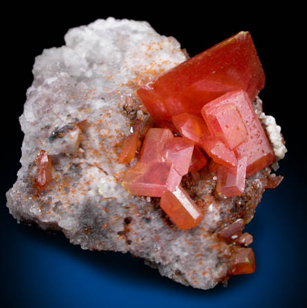 Wulfenite on Fluorite with Calcite from Red Cloud Mine, Silver District, La Paz County, Arizona