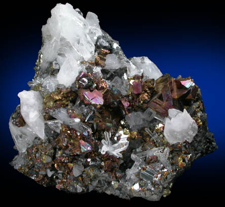 Chalcopyrite, Quartz, Calcite, Sphalerite from Huaron District, Cerro de Pasco Province, Pasco Department, Peru