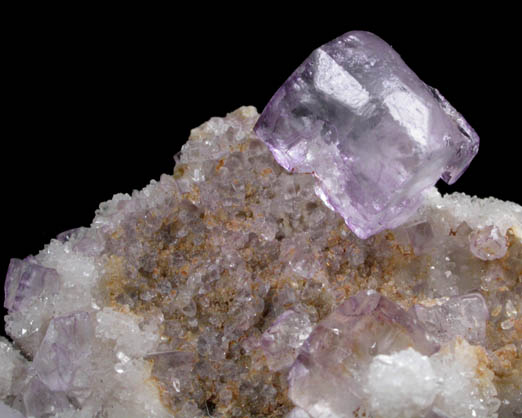 Fluorite on Quartz with Galena and Anglesite from Mex-Tex Mine, Hansonburg District, 8.5 km south of Bingham, Socorro County, New Mexico