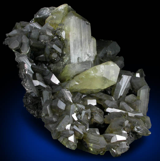 Anglesite on Galena from Touissit Mine, 21 km SSE of Oujda, Jerada Province, Oriental, Morocco