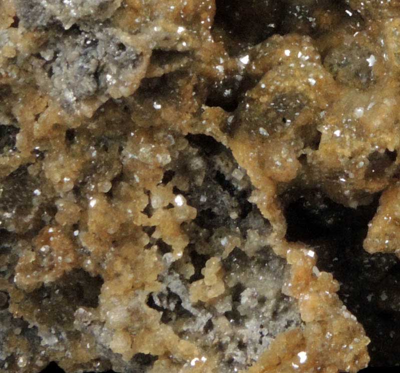 Pyromorphite with pseudomorphic casts after Calcite on Cerussite from Braubach, Bad Ems District, Rhineland-Palatinate, Germany