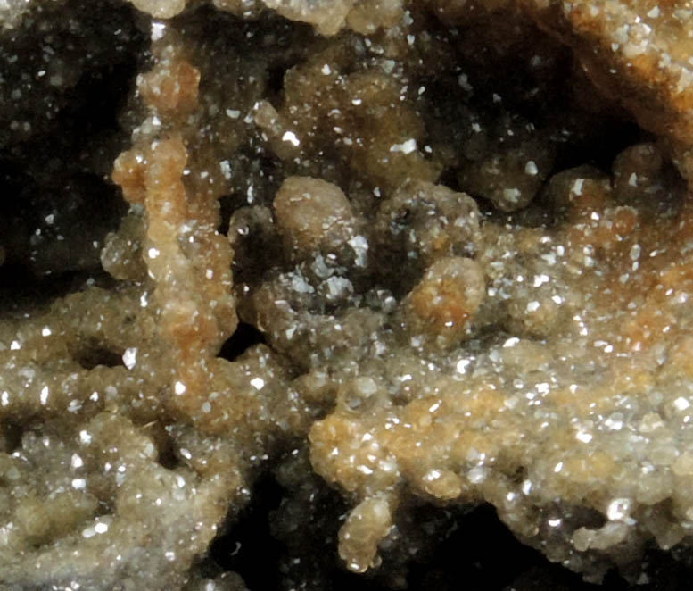 Pyromorphite with pseudomorphic casts after Calcite on Cerussite from Braubach, Bad Ems District, Rhineland-Palatinate, Germany