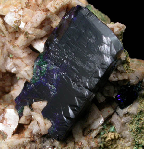 Azurite on Dolomite from Touissit Mine, 21 km SSE of Oujda, Jerada Province, Oriental, Morocco