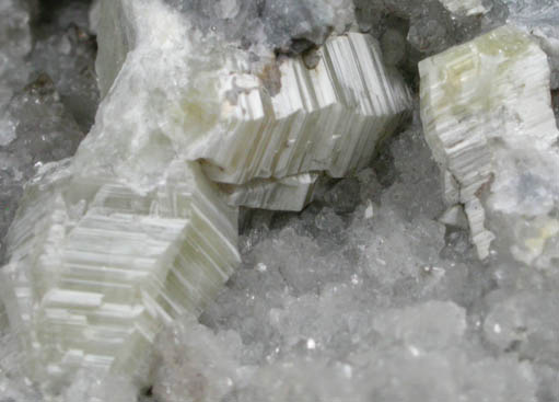 Weloganite and Calcite from Francon Quarry, Montréal, Île de Montréal, Québec, Canada (Type Locality for Weloganite)